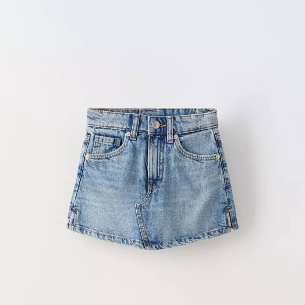 Zara Light Blue Denim Skort Sz 9